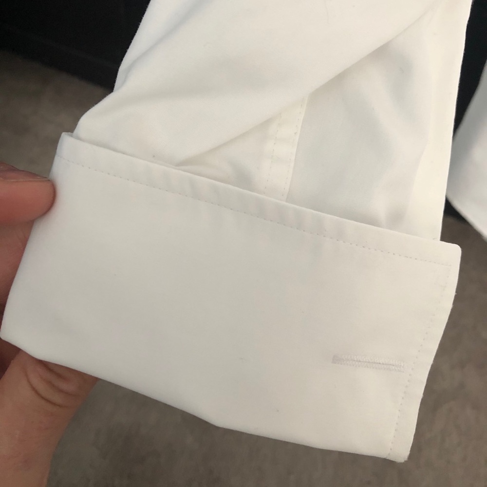 TM Lewin men dress white cotton shirt double cuff - Picture 4 of 6